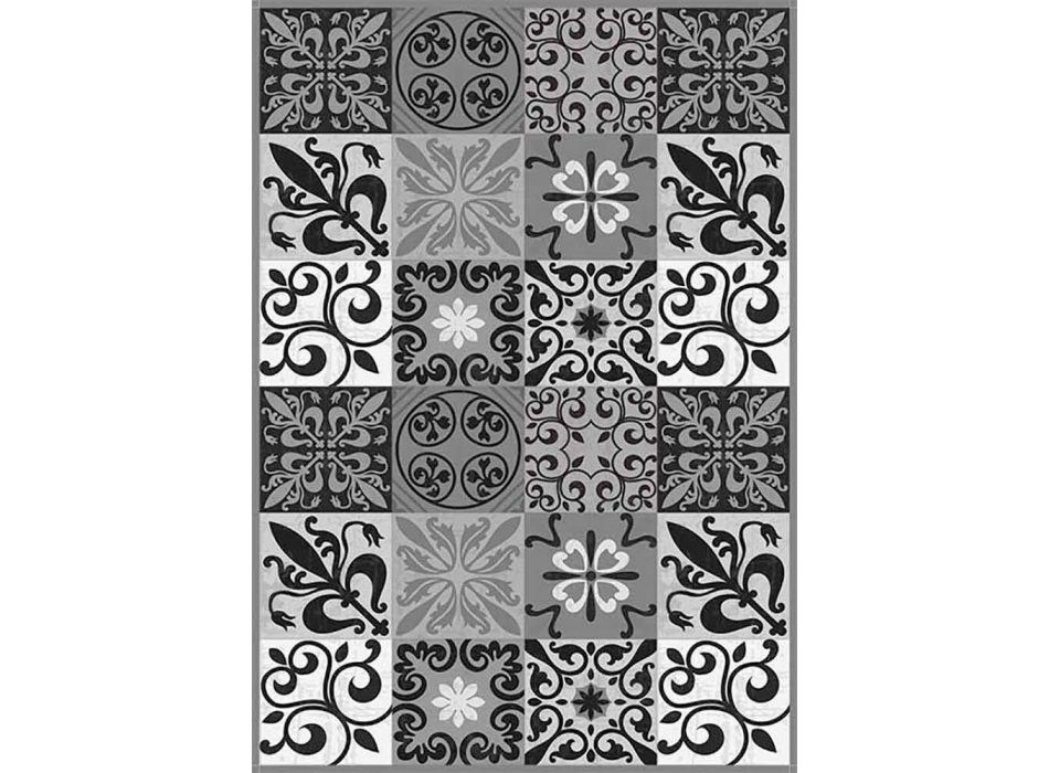 Moderne tafelloper in grijs of zwart patroon in PVC en polyester - Pita Viadurini