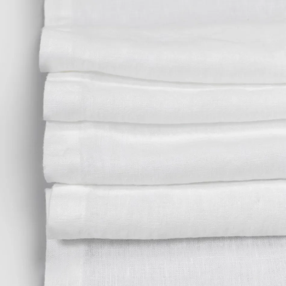 Linnen tafelloper met wit kant Italiaanse luxe kwaliteit - Farnese Viadurini