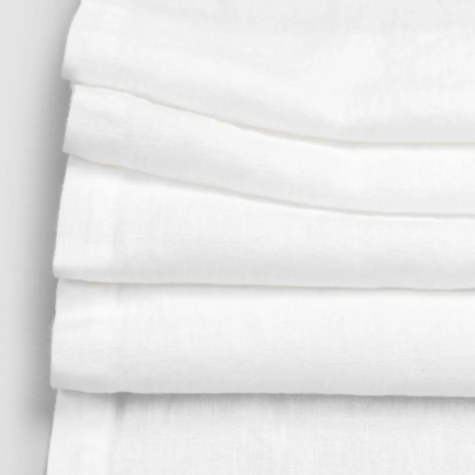 Linnen tafelloper met wit kant Italiaanse luxe kwaliteit - Farnese Viadurini