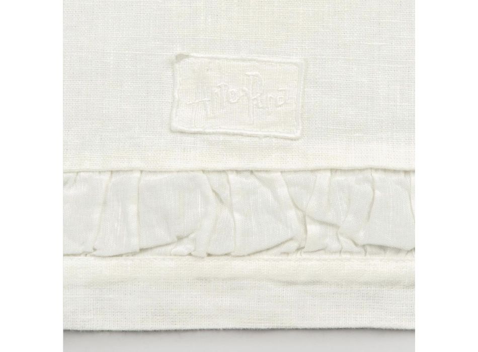 Loper van natuurlijk wit zwaar linnen met Italiaans luxe reliëf - Limao Viadurini