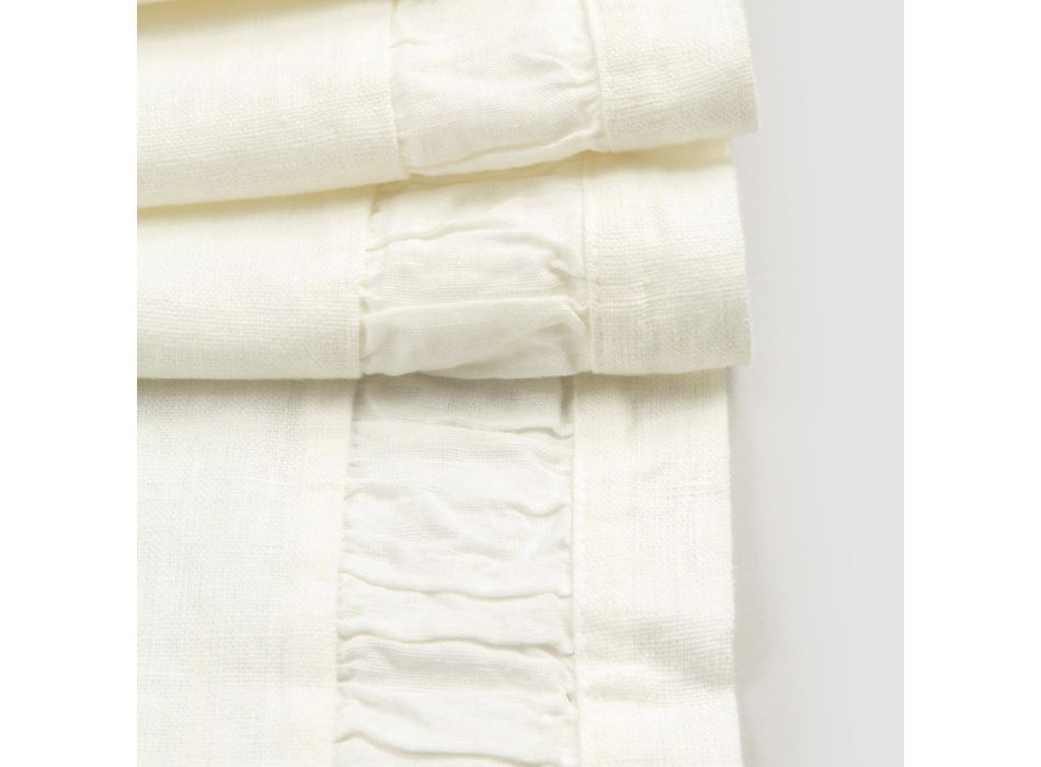 Loper van natuurlijk wit zwaar linnen met Italiaans luxe reliëf - Limao Viadurini