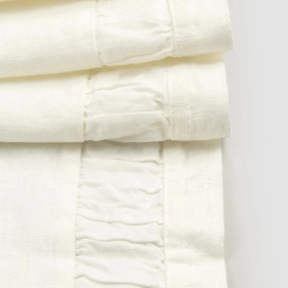 Loper van natuurlijk wit zwaar linnen met Italiaans luxe reliëf - Limao Viadurini