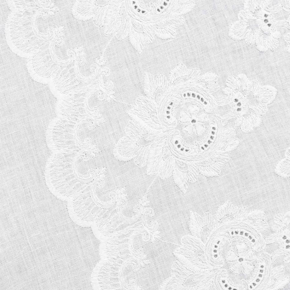 100% linnen tafelloper met Italiaans luxe designborduurwerk - Jujube Viadurini