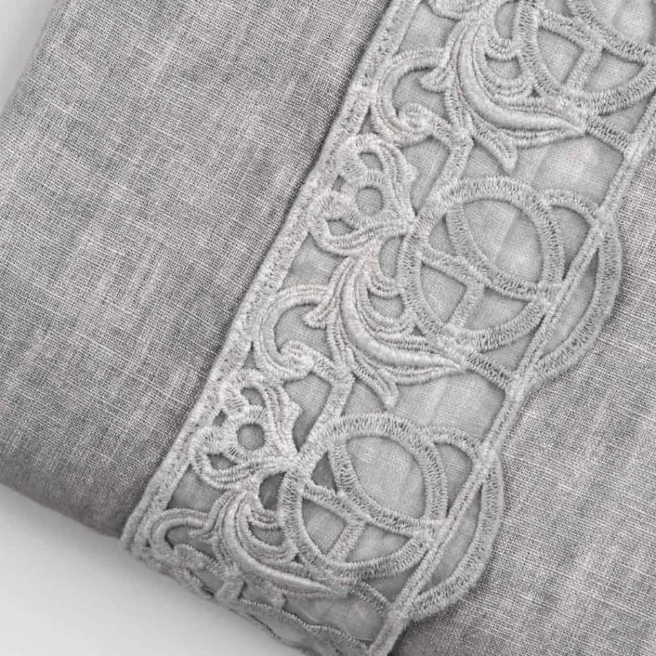 Linnen dekbedovertrek opbergtas met Sinergia kant en knopen - Energis Viadurini