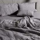 Linnen dekbedovertrek opbergtas met Sinergia kant en knopen - Energis Viadurini