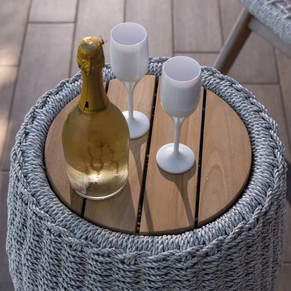 Modulaire tuinlounge in teak en handgeweven touw - Arjuna Viadurini