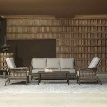 Woonkamer bestaande uit 2 fauteuils, 1 bank en 1 salontafel - paraplu Viadurini