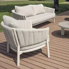 Woonkamer Bestaande uit 2 Fauteuils, 1 Sofa en 2 Salontafels in Aluminium - Fusion Viadurini