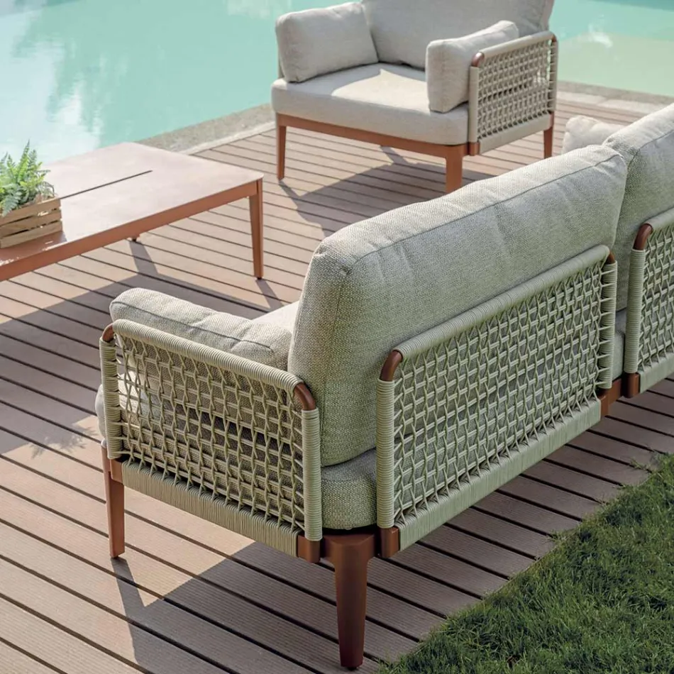 Woonkamer Bestaande uit 2 Fauteuils, 1 Sofa en Salontafel in Aluminium - Symphony Viadurini