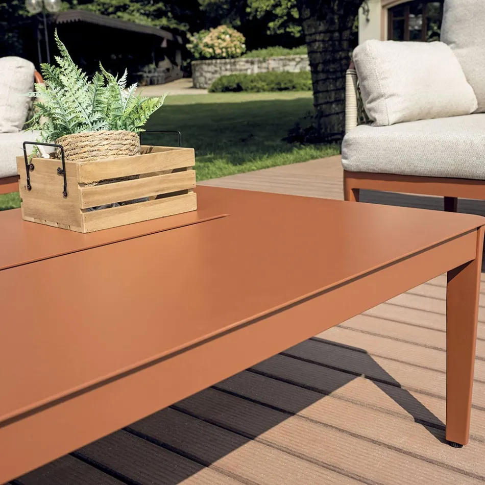 Woonkamer Bestaande uit 2 Fauteuils, 1 Sofa en Salontafel in Aluminium - Symphony Viadurini