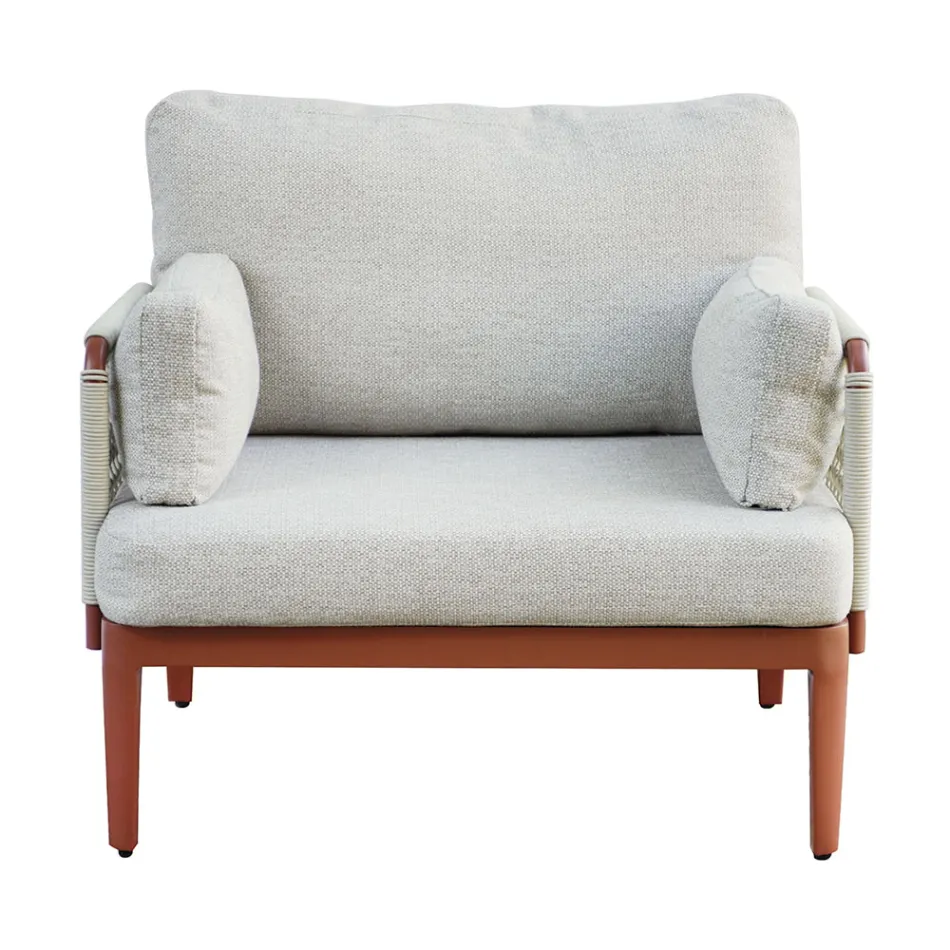 Woonkamer Bestaande uit 2 Fauteuils, 1 Sofa en Salontafel in Aluminium - Symphony Viadurini