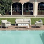 Woonkamer Bestaande uit 2 Fauteuils, 1 Sofa en Salontafel in Aluminium - Symphony Viadurini