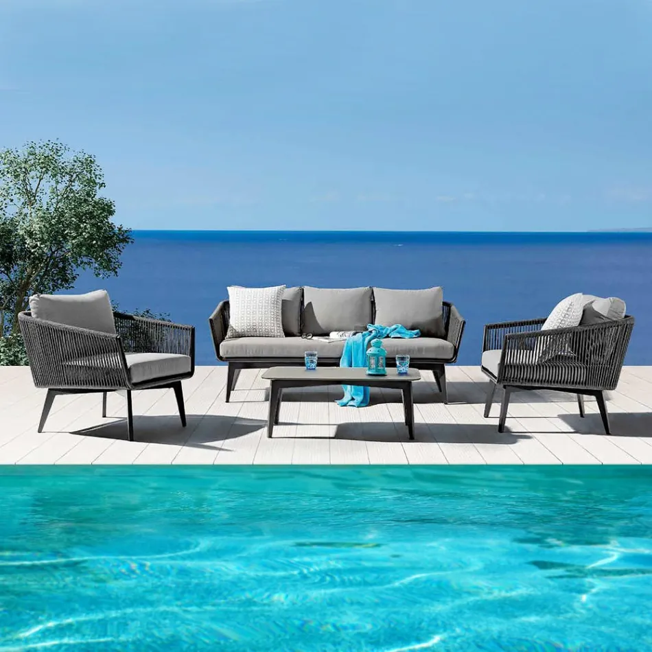 Woonkamer bestaande uit een 2- of 3-zitsbank, fauteuils en salontafel - Elios Viadurini