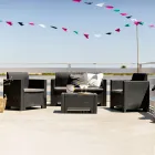 Woonkamer met 1 bank, 2 fauteuils en 1 salontafel met zitkussens - Machine Viadurini