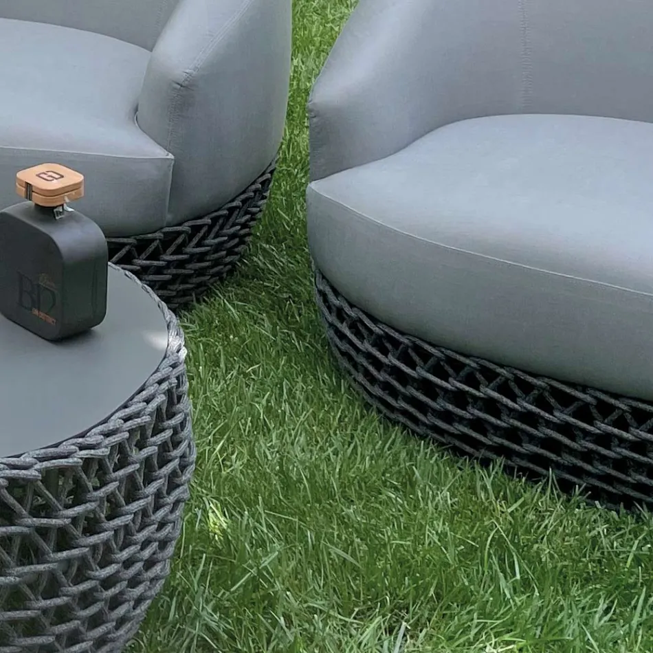 Loungeset met geweven stoffen basis voor buiten - Pixie Viadurini