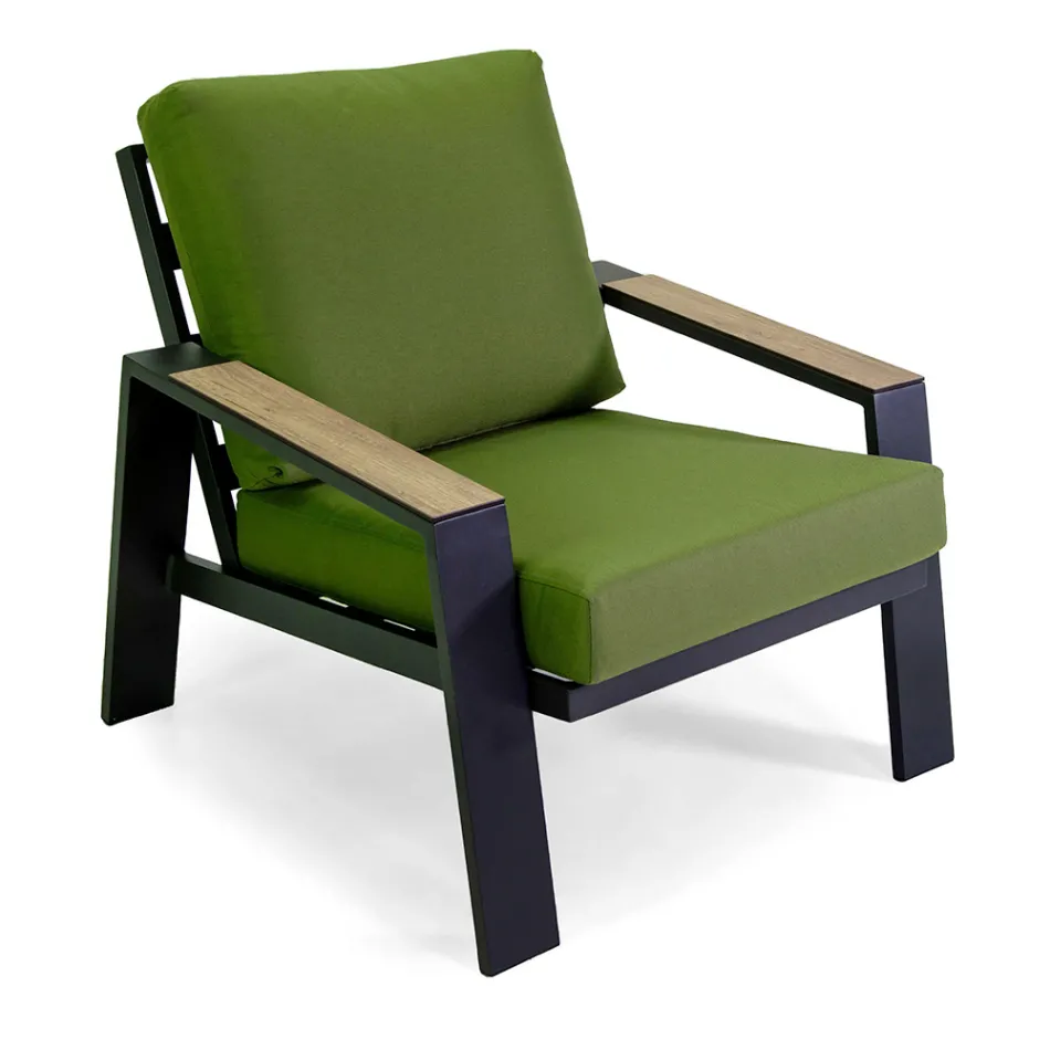 Woonkamer buiten Bestaande uit 1 Sofa, 2 Fauteuils en 1 Salontafel - Righello Viadurini