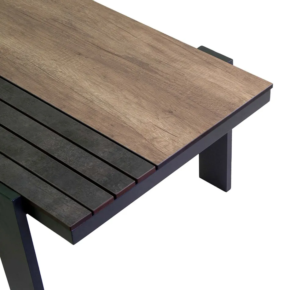 Woonkamer buiten Bestaande uit 1 Sofa, 2 Fauteuils en 1 Salontafel - Righello Viadurini