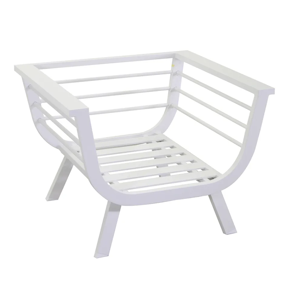 Woonkamer buiten Bestaande uit 1 3-zitsbank, 2 fauteuils en 1 salontafel - Righello Viadurini