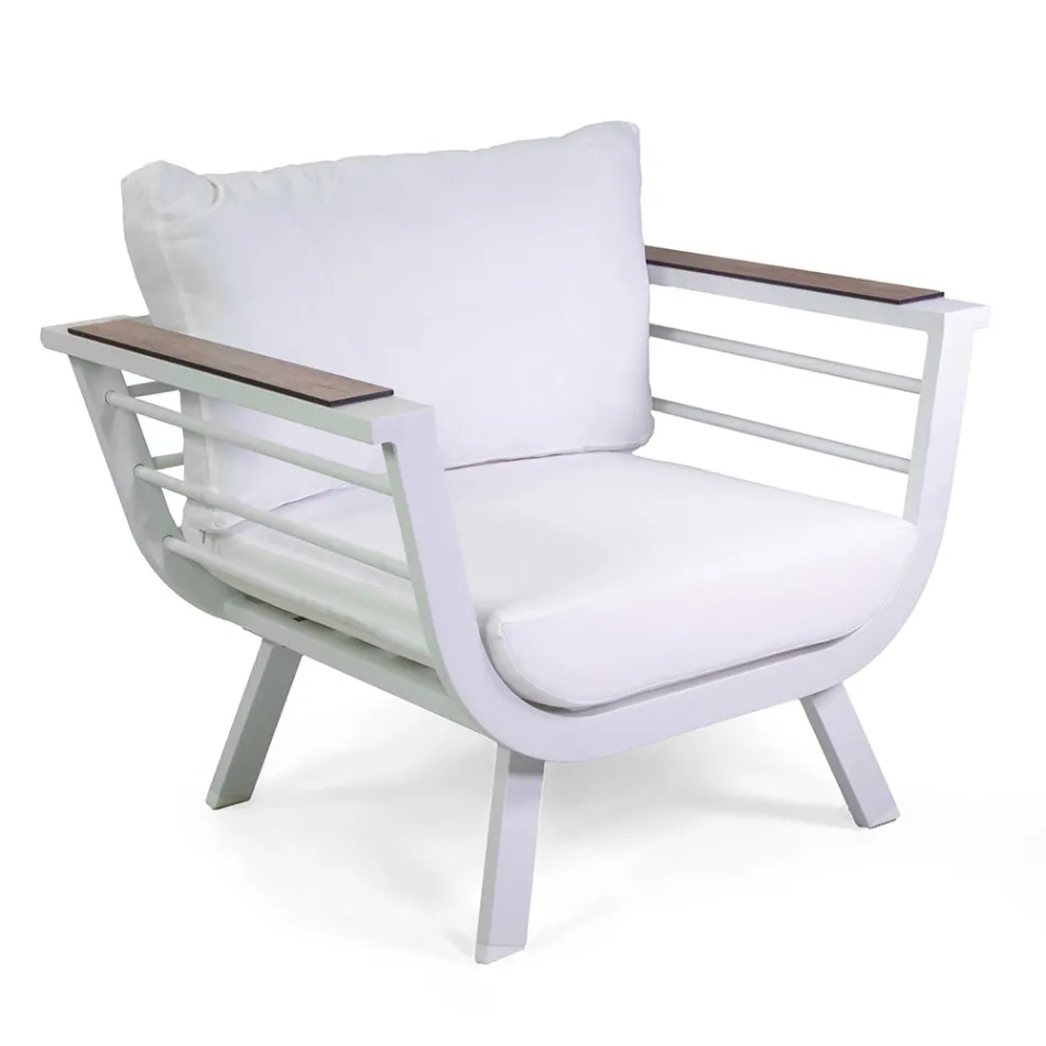 Woonkamer buiten Bestaande uit 2 fauteuils en 1 aluminium tafel - Righello Viadurini