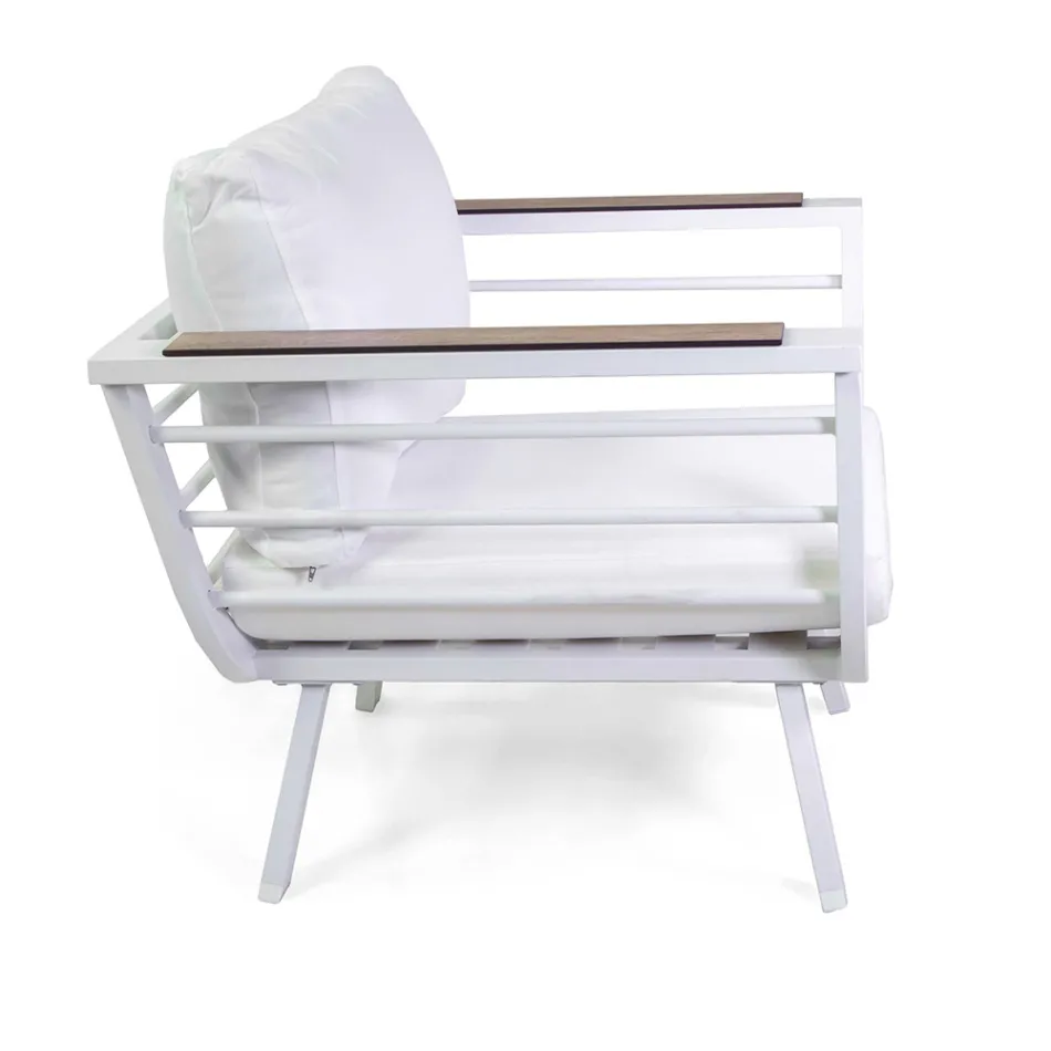 Woonkamer buiten Bestaande uit 2 fauteuils en 1 aluminium tafel - Righello Viadurini