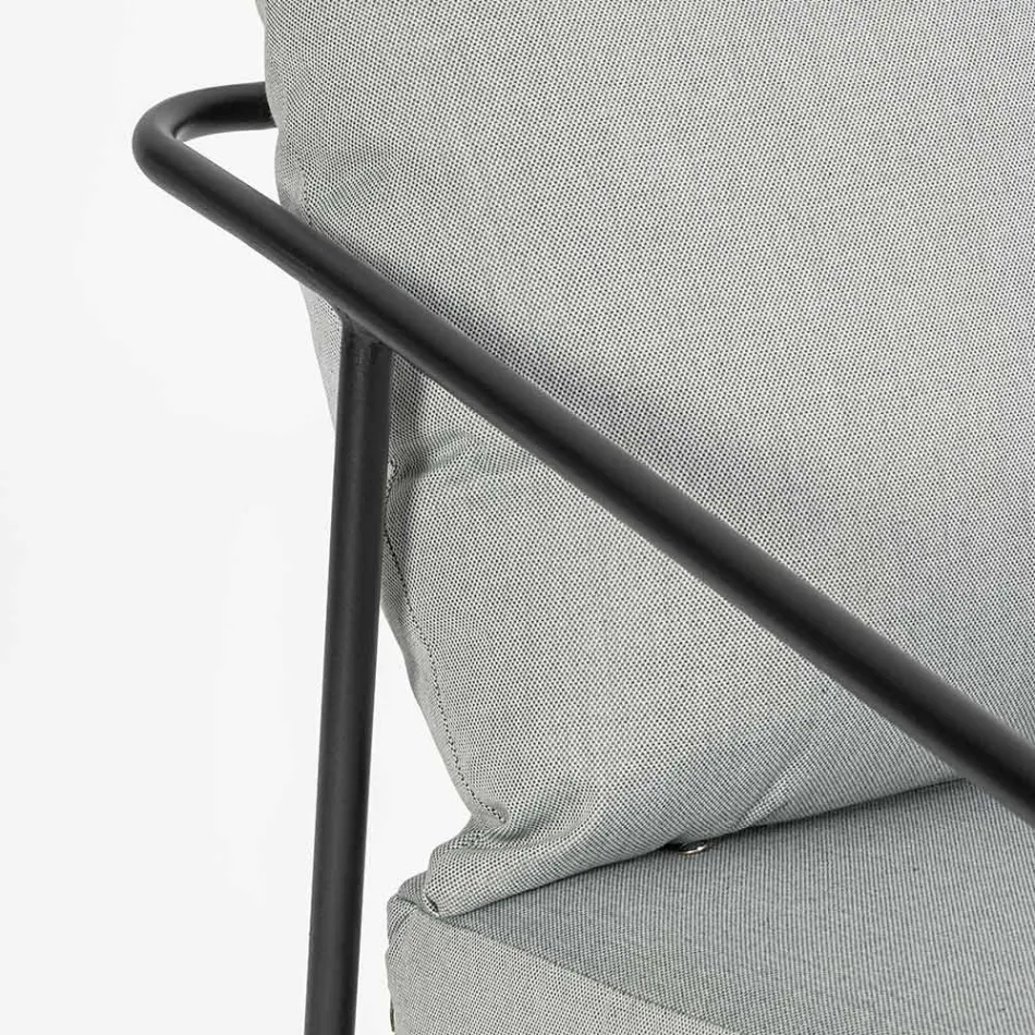 Buitenwoonkamer met 1 bank, 2 fauteuils en 2 stalen tafels - voorkeur Viadurini