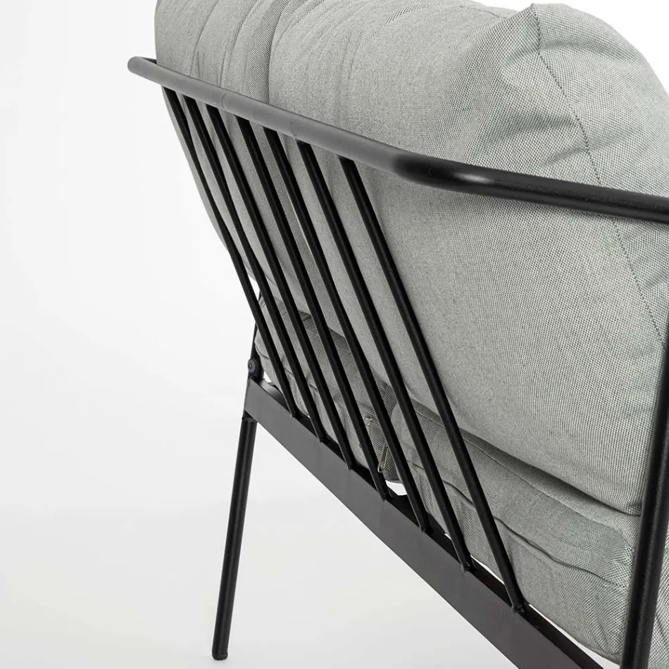 Buitenwoonkamer met 1 bank, 2 fauteuils en 2 stalen tafels - voorkeur Viadurini