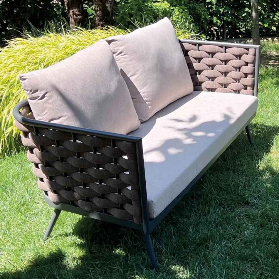 Buitenwoonkamer met bank, fauteuil en rechthoekige salontafel - Dandelium Viadurini