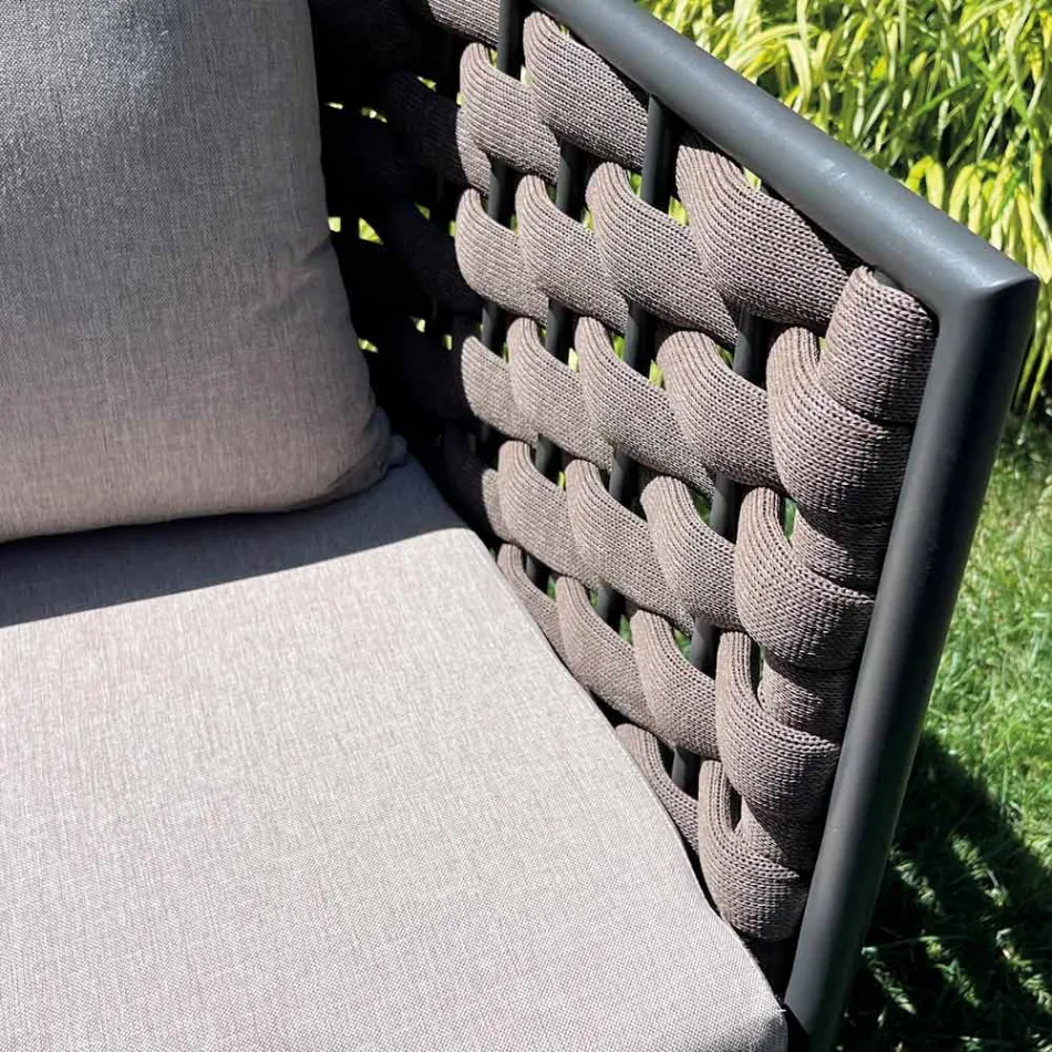 Buitenwoonkamer met bank, fauteuil en rechthoekige salontafel - Dandelium Viadurini