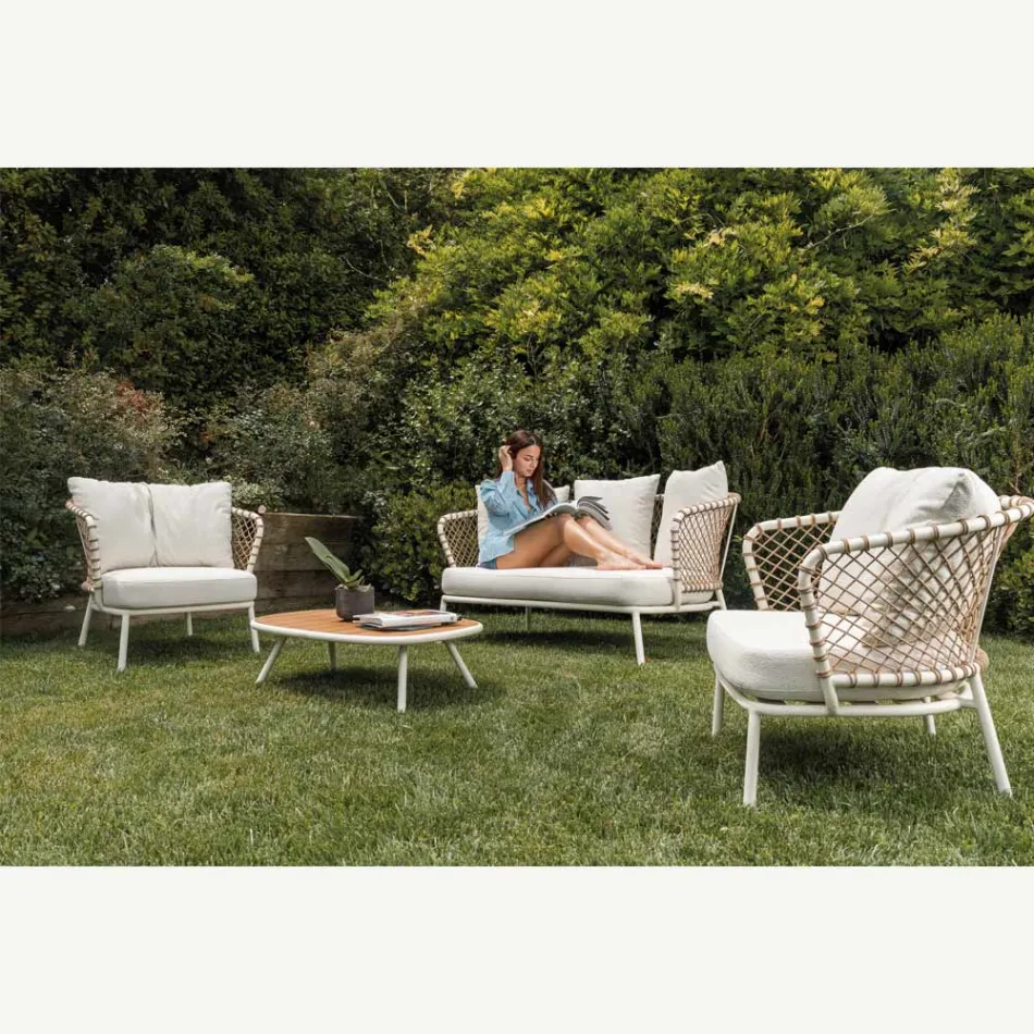 Outdoor Lounge met aluminium frame en touwrugleuning - Skyline Viadurini