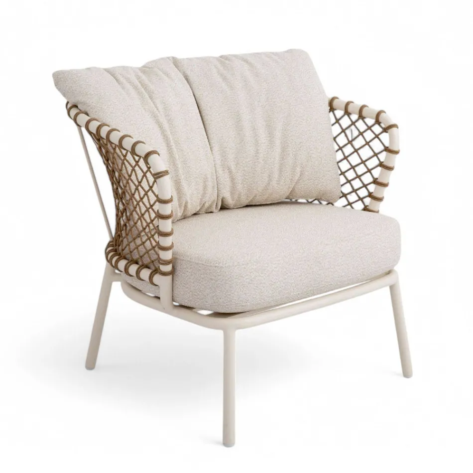 Outdoor Lounge met aluminium frame en touwrugleuning - Skyline Viadurini