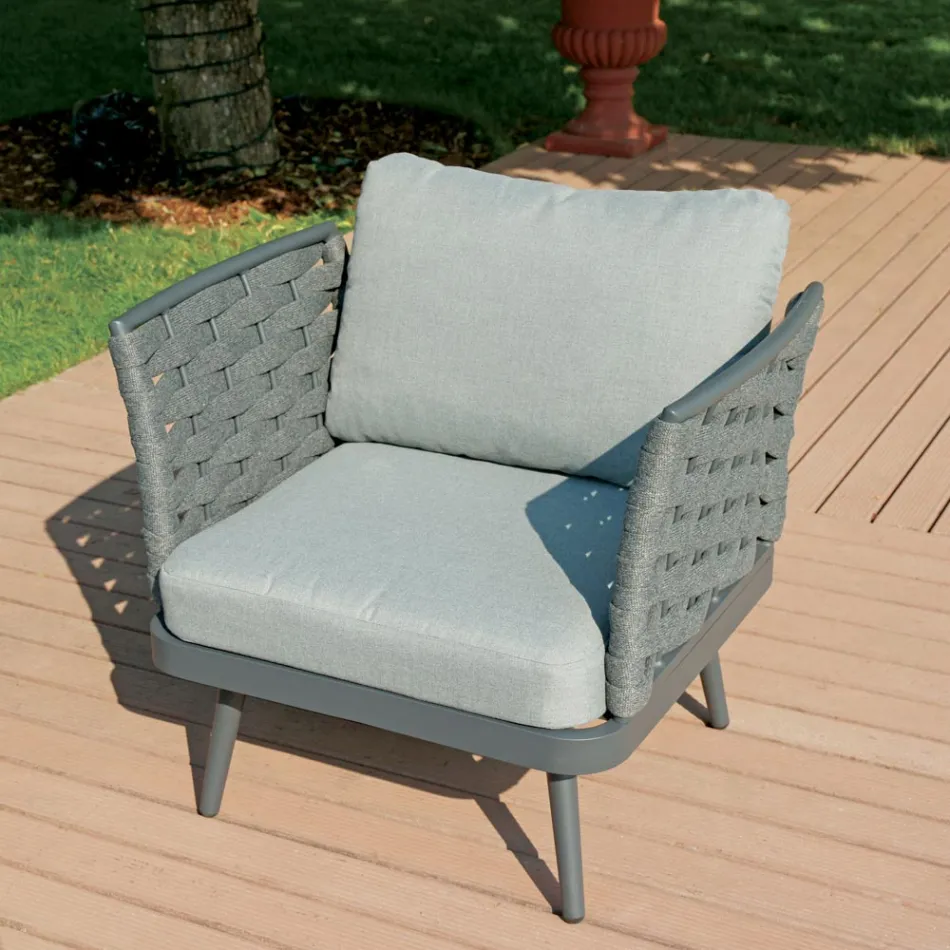 Woonkamer buiten met aluminium salontafel in verschillende kleuren - Harmony Viadurini