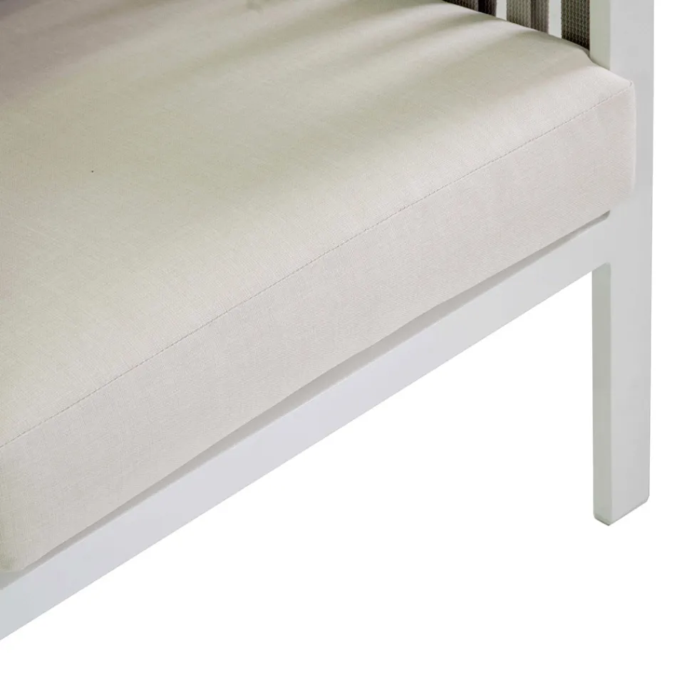 Outdoor lounge in wit aluminium en crèmekleurige kussens - Relaz Viadurini