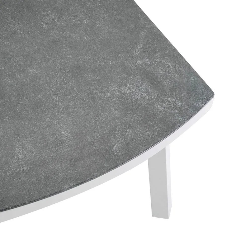 Outdoor lounge in wit aluminium en crèmekleurige kussens - Relaz Viadurini