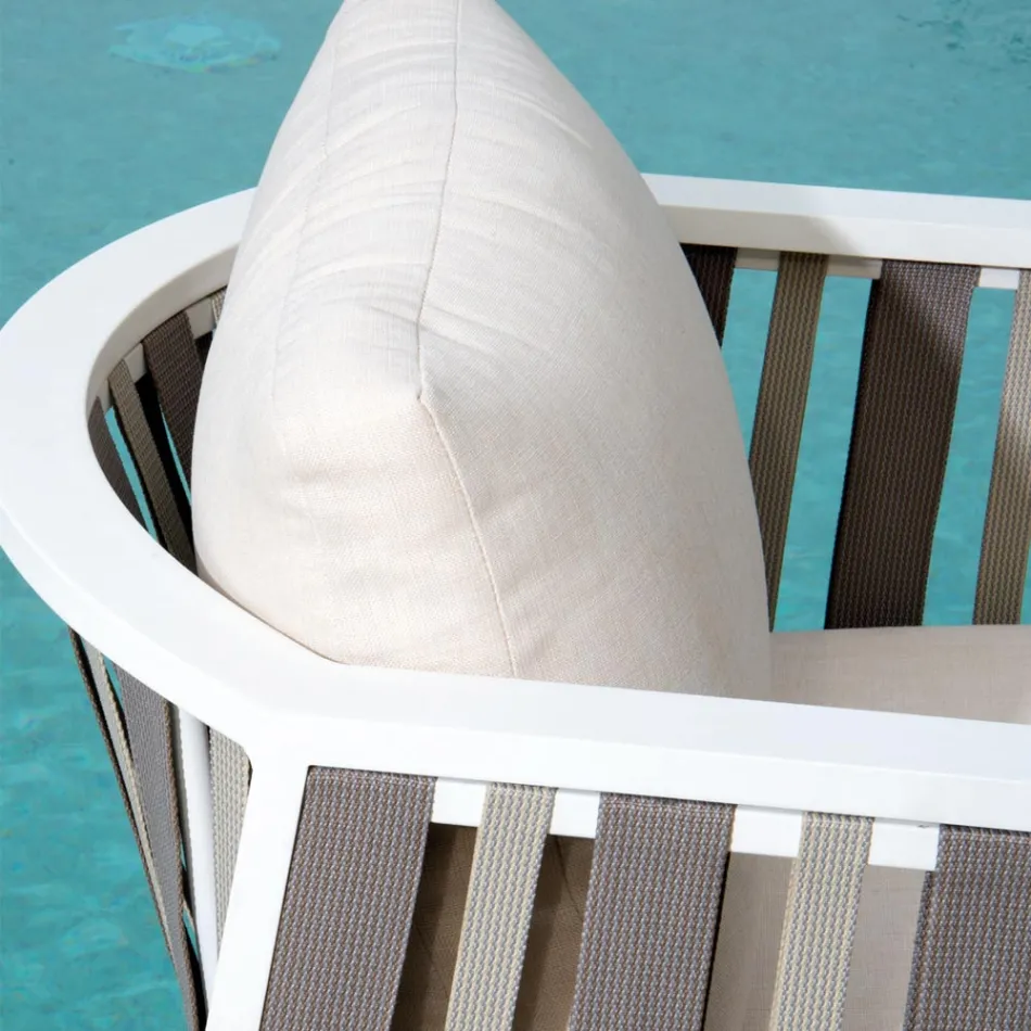 Outdoor lounge in wit aluminium en crèmekleurige kussens - Relaz Viadurini