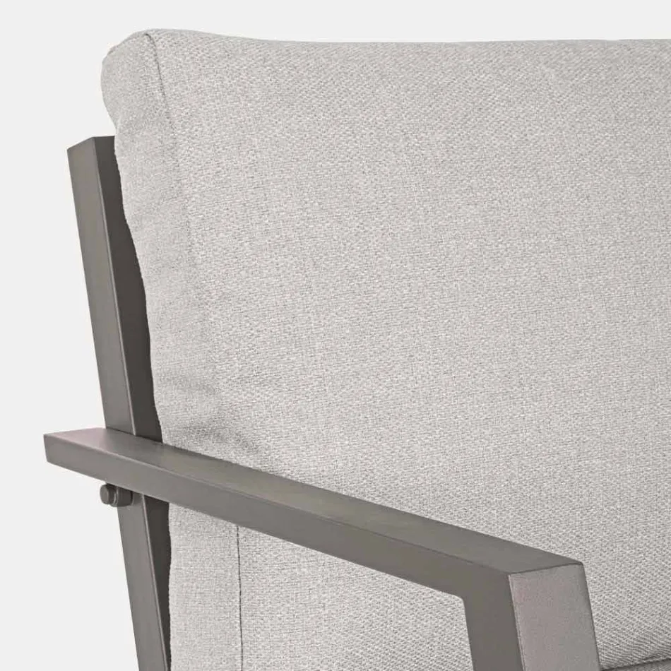 Buitenlounge in aluminium met kussens bekleed met stof - Armonia Viadurini