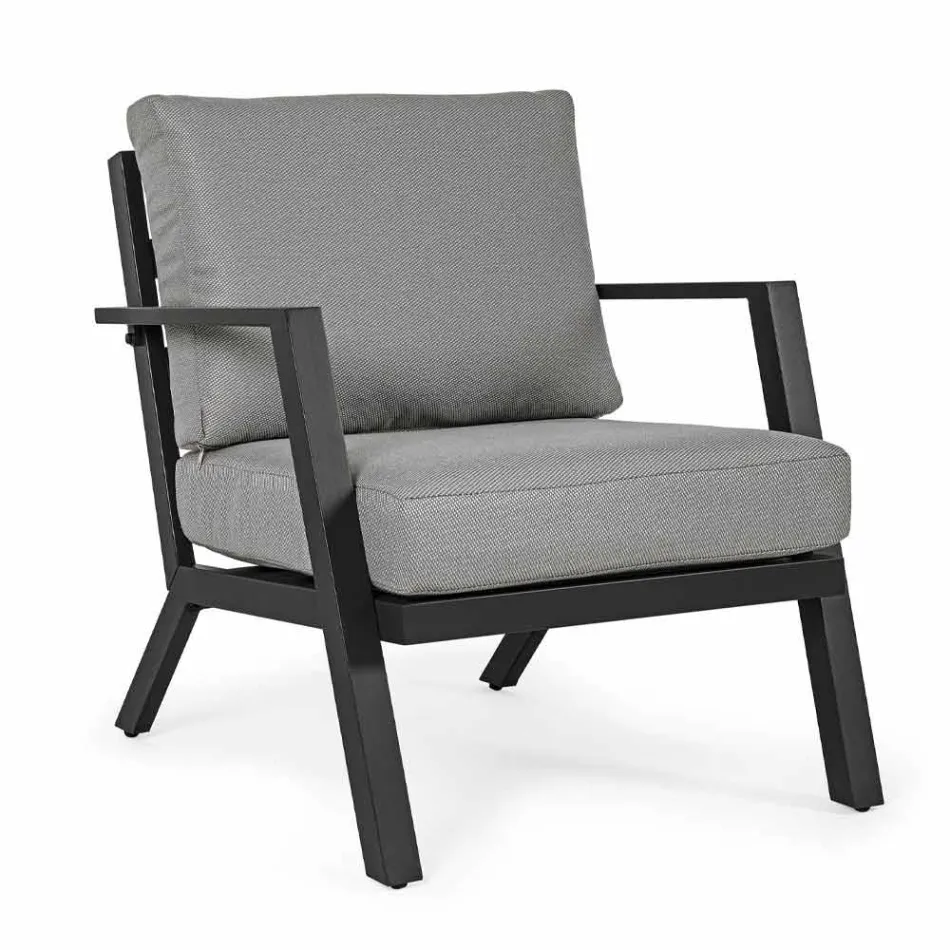 Buitenlounge in aluminium met kussens bekleed met stof - Armonia Viadurini