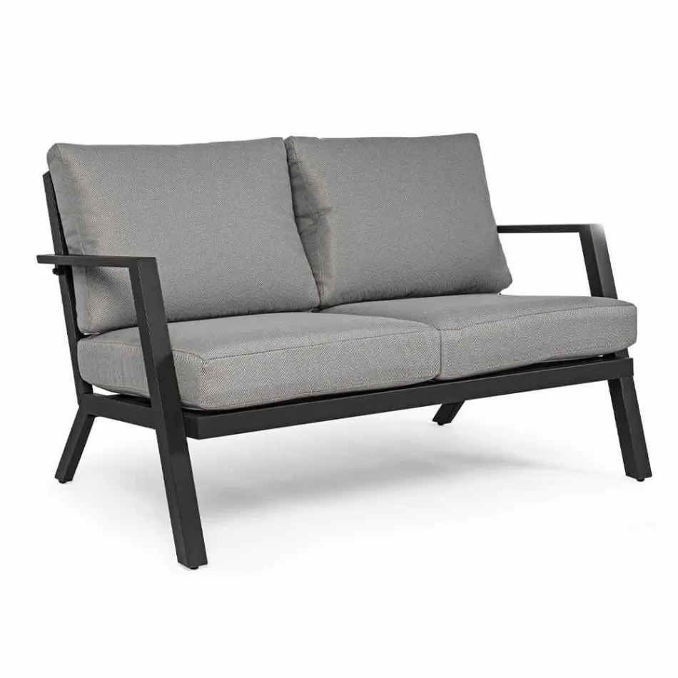 Buitenlounge in aluminium met kussens bekleed met stof - Armonia Viadurini