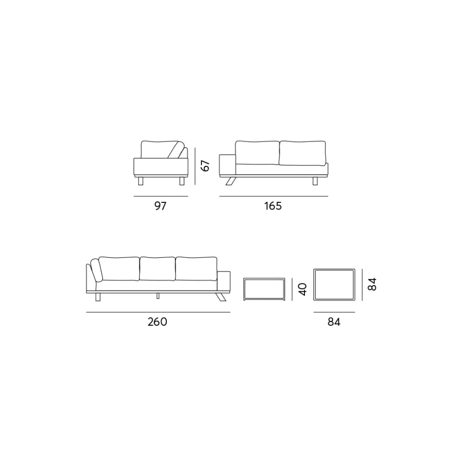 Buitenlounge in zwart aluminium met keramische salontafel - Ghislain Viadurini