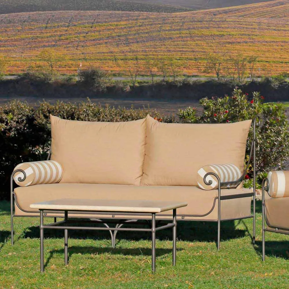 Artisan Garden Lounge met ijzeren structuur Made in Italy - Lisotto Viadurini