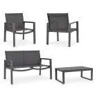 Tuinsalon met 1 bank, 2 fauteuils en 1 salontafel - Plan Viadurini