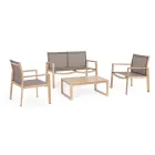 Tuinsalon met 1 bank, 2 fauteuils en 1 salontafel - Plan Viadurini