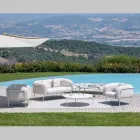 Tuinlounge met 1 bank en 2 fauteuils Made in Italy - Plantenbak Viadurini