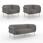 Tuinlounge met 1 bank en 2 fauteuils Made in Italy - Plantenbak Viadurini