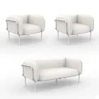 Tuinlounge met 1 bank en 2 fauteuils Made in Italy - Plantenbak Viadurini
