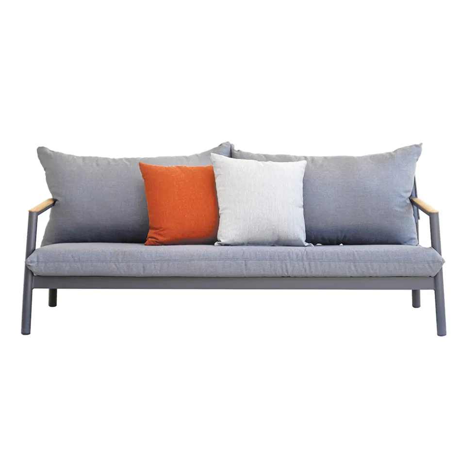 Tuinlounge met 2 fauteuils, 1 bank en 1 aluminium tafel - Minni Viadurini