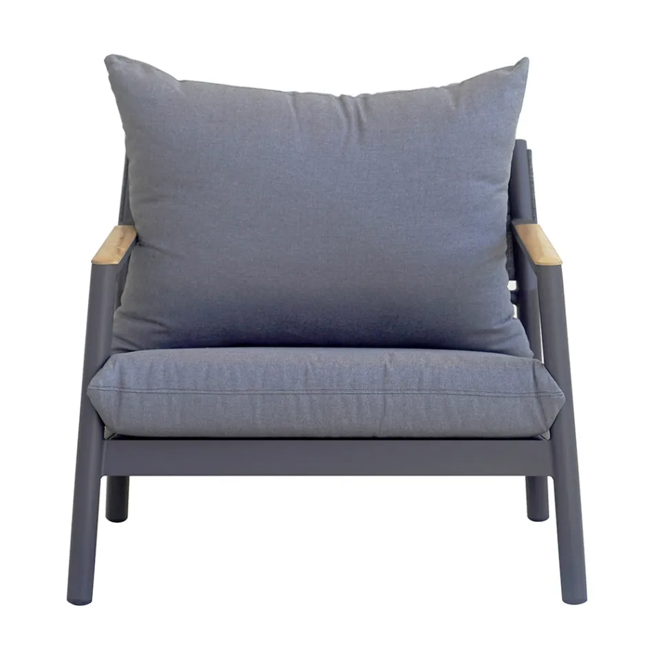 Tuinlounge met 2 fauteuils, 1 bank en 1 aluminium tafel - Minni Viadurini