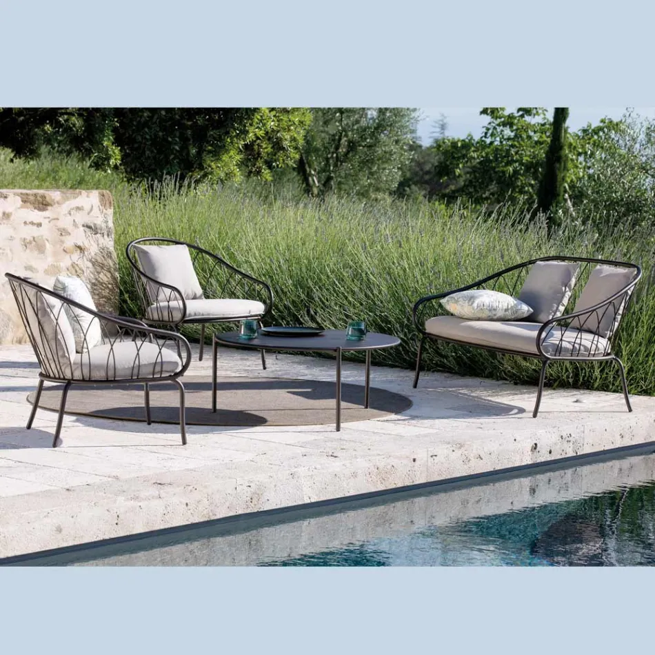 Tuinlounge met 2 fauteuils en 1 2-zitsbank Made in Italy - Fontana Viadurini