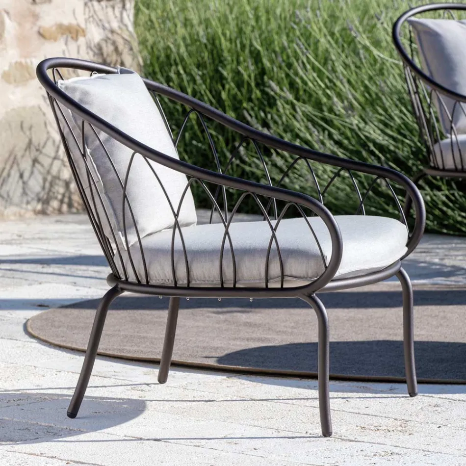 Tuinlounge met 2 fauteuils en 1 2-zitsbank Made in Italy - Fontana Viadurini
