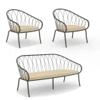 Tuinlounge met 2 fauteuils en 1 2-zitsbank Made in Italy - Fontana Viadurini