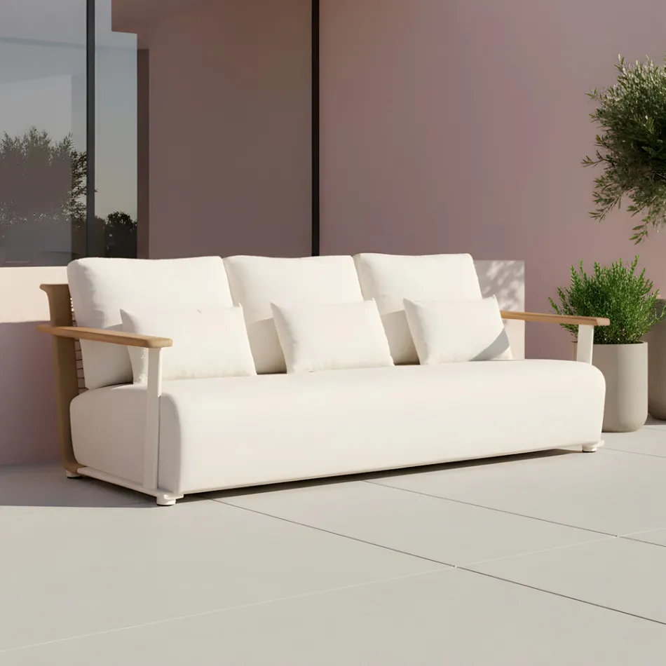 Tuinlounge met bank, 2 fauteuils en salontafel - Montorio Viadurini